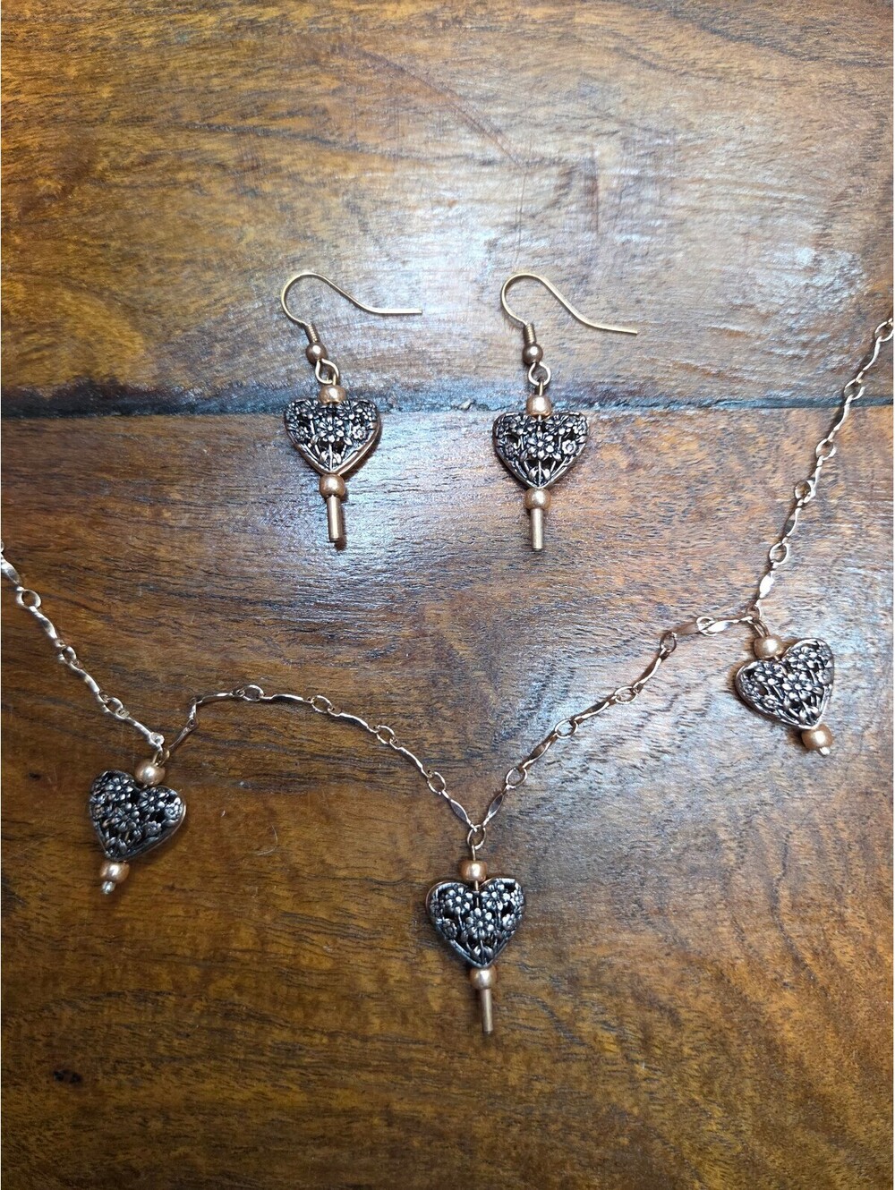 Heart Key Pendant Necklace and Earrings Set